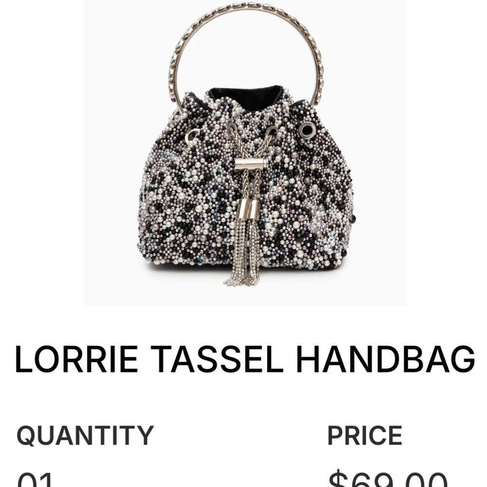 Verano Hill. Tassel Beaded Handbag - Black and Silver